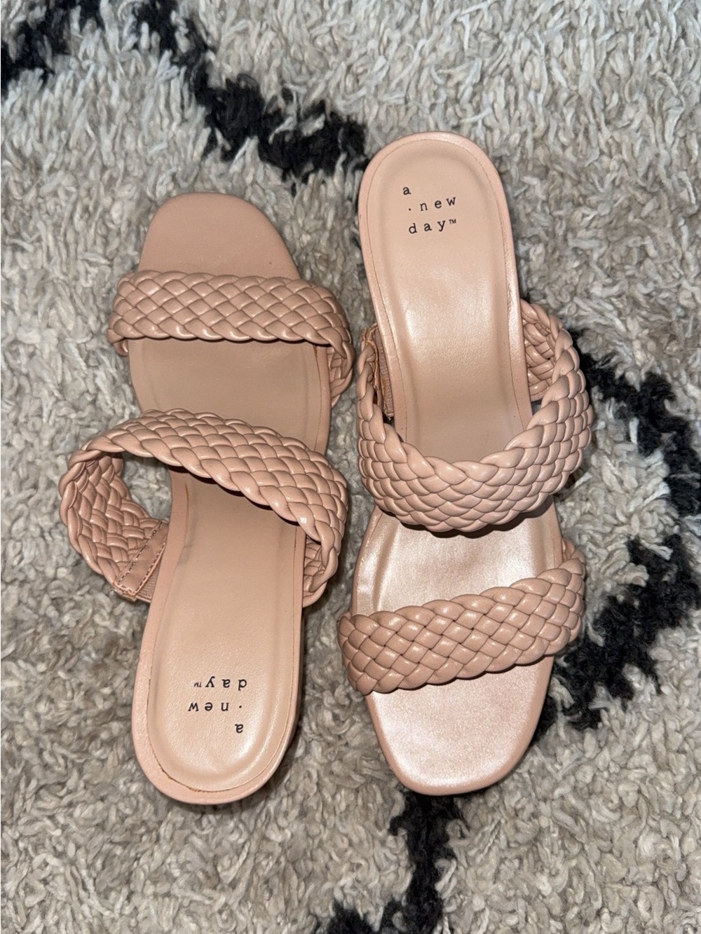 a new day Blush Braided Double-Strap Mules